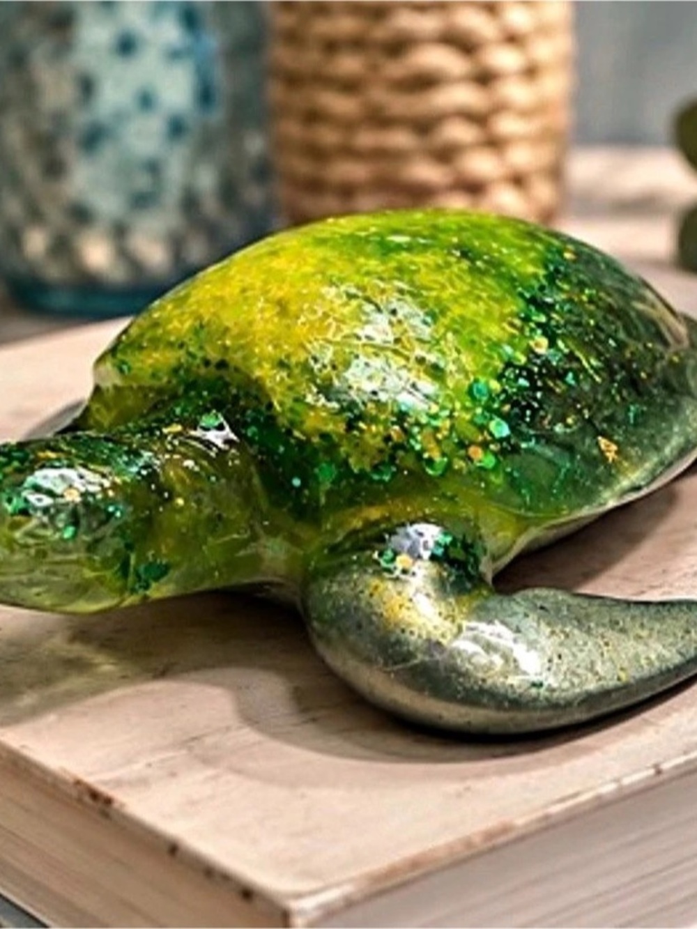 Green & Yellow Turtle Sculpture